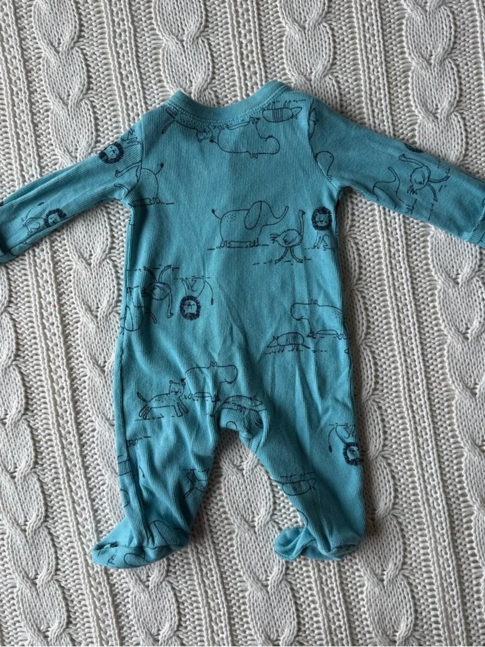 Carter's Teal Footed One-Piece with Animal Sketches Newborn
